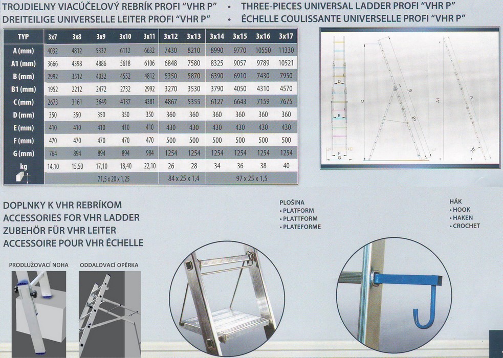 Hliníkový žebřík 3x15 profi